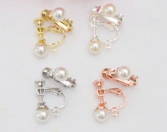 20 pcs Fashion earring accessories no ear piercing pearl ear clip advanced ear clip converter DIY earring accessories U-shaped spiral