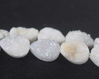 Natural White Druzy Quartz Teardrop Beads,White Druzy Quartz Cabochon Beads