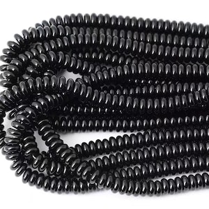 Natural Rondelle Black Onyx Beads, Rondelle Black Agate Beads Supply,15 inches one strand