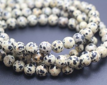 Dalmatian Jasper Beads,6mm/8mm/10mm/12mm Smooth and Round Stone Beads,15 inches one starand