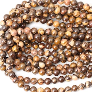 6mm-10mm Natural African Picture Jasper Smooth and Round Beads,Jewelry Making DIY Beads Supply,15 inches one strand