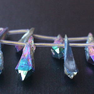 Side Drilled Crystal Quartz Point Beads, Electroplated Top Drilled Quartz Point Beads.15 inches one starand