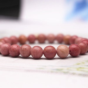 Natural Pink Rhodonite beads Bracelet,Pink Rhodonite Beaded Bracelet,Jewelry Gift Bracelet,wholesale bracelet,bulk bracelet supply