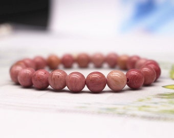 Natural Pink Rhodonite beads Bracelet,Pink Rhodonite Beaded Bracelet,Jewelry Gift Bracelet,wholesale bracelet,bulk bracelet supply
