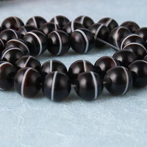 Natural Black Agate Smooth Round Beads,Agate Loose Beads Wholesale Supply,15 inches one strand