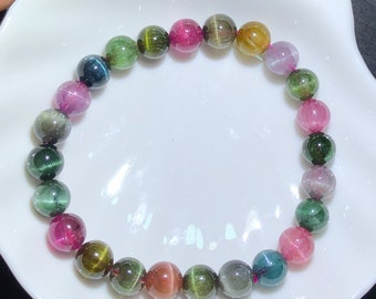 High Quality Natural 8mm Cat's eye Tourmaline Beads Bracelet,Tourmaline Beaded Bracelet,Jewelry Gift Bracelet 5-2