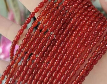 4×6mm Natural Red Agate Rice Beads DIY Handmade Beaded accessories Supply,15 inches one strand