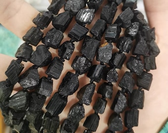 8-14mm natürliche schwarze Turmalin grobe unregelmäßige lose Perlen, DIY handgemachte Perlenzubehör Versorgung, 15 Zoll ein Strang