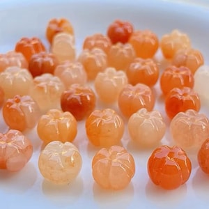 10 kralen natuurlijke gouden jade pompoenkralen met de hand gesneden beibei pompoenkralen achterkant patroon losse kralen handgemaakte spacer kralen DIY accessoires