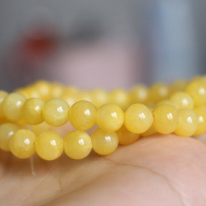 Contas redondas lisas de jade amarelo, 4mm/6mm/8mm/10mm/12mm contas de jade fornecimento por atacado, 15 polegadas uma estrela