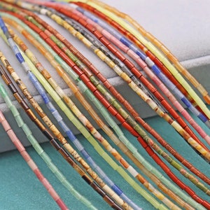 2×4mm Natural Small Size Gemstone Cylindrical  Nugget Tube Beads, DIY Jewelry Making Beaded accessories,15 inches one starand