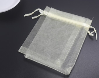 100 pcs Ivory Organza Gift Bags, Ivory Organza Bag,Gift Bag, Ivory Organza Jewelry Bags