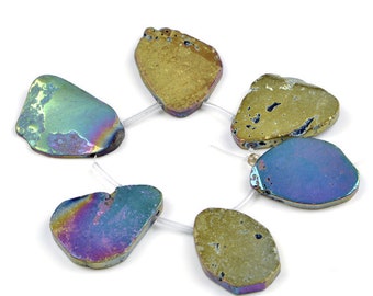 Perline Sfuse Di Forma Quadrata In Titanio Druzy Agata Naturale