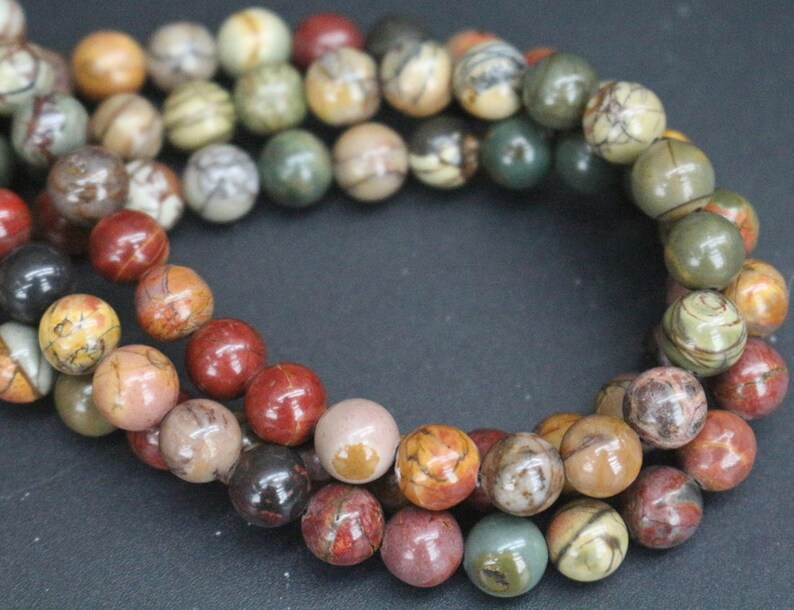 6mm8mm10mm12mm Red Creek Jasper Beads,Smooth and Round Stone Beads,15 inches one starand