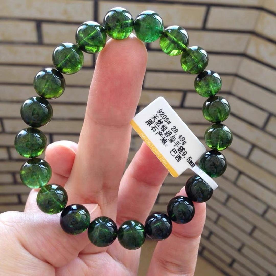 希少 グリーントルマリン 9mm ブレスレット _Z4396 グリーントルマリン