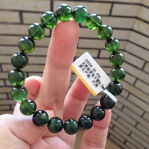9mm Natural High quality Green Tourmaline Beaded Bracelet,Green Tourmaline Beads Bracelet,Jewelry Gift Bracelet