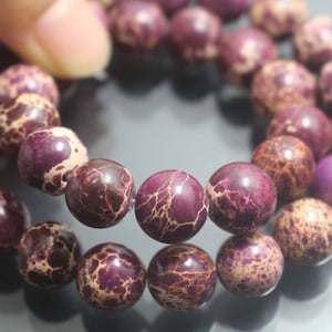 Purple Sea Sediment Jasper Gemstone Beads,6mm/8mm/10mm/12mm Smooth and Round Stone Beads,15 inches one starand
