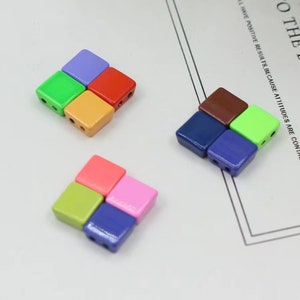 8x8mm Enamel bracelet Square Loose DIY Beads wholesale supply,50 beads