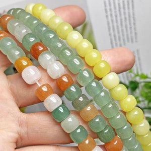 6×8mm Natural Aventurine Jade Barrel Spacer Old Style Loose Beads, DIY Handmade Beaded accessories Supply,15 inches one strand