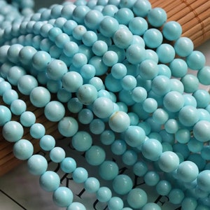 Natural Blue Turquoise Smooth Round beads,4m-10mm Turquoise Loose Beads DIY Jewelry Making Beaded accessories,15 inches one strand