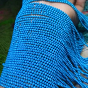 2mm 3mm 4mm Blue Turquoise Smooth Round beads,Turquoise DIY Loose Beads Wholesale Supply,15 inches one strand