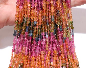 Natural AAAA Tourmaline Coin Shape Beads,Natural Tourmaline Beads,DIY Jewelry Making Beaded accessories.15 inches one starand