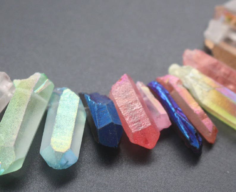 Mixcolor Side Drilled Crystal Quartz Point Beads Etsy
