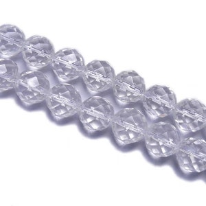 6mm-14mm Natural  Crystal Quartz Beads,64 Faceted Crystal Quartz Round Stone Beads,15 inches one strand