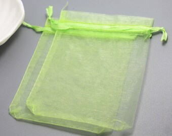 100 Sacchetti Regalo In Organza – 20x30 Cm – Confezioni Eleganti Per Bomboniere, Gioielli, Caramelle E Feste (Verde) - 3