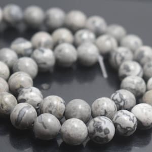 Grey Picasso Jasper Beads,6mm/8mm/10mm/12mm Smooth and Round Stone Beads,15 inches one starand
