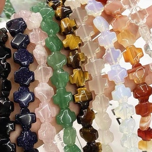 6×12mm Natural Gemstone Rose Quartz Aventurine Jade Cross Shap Beads,Jewelry Making DIY Beads accessories.