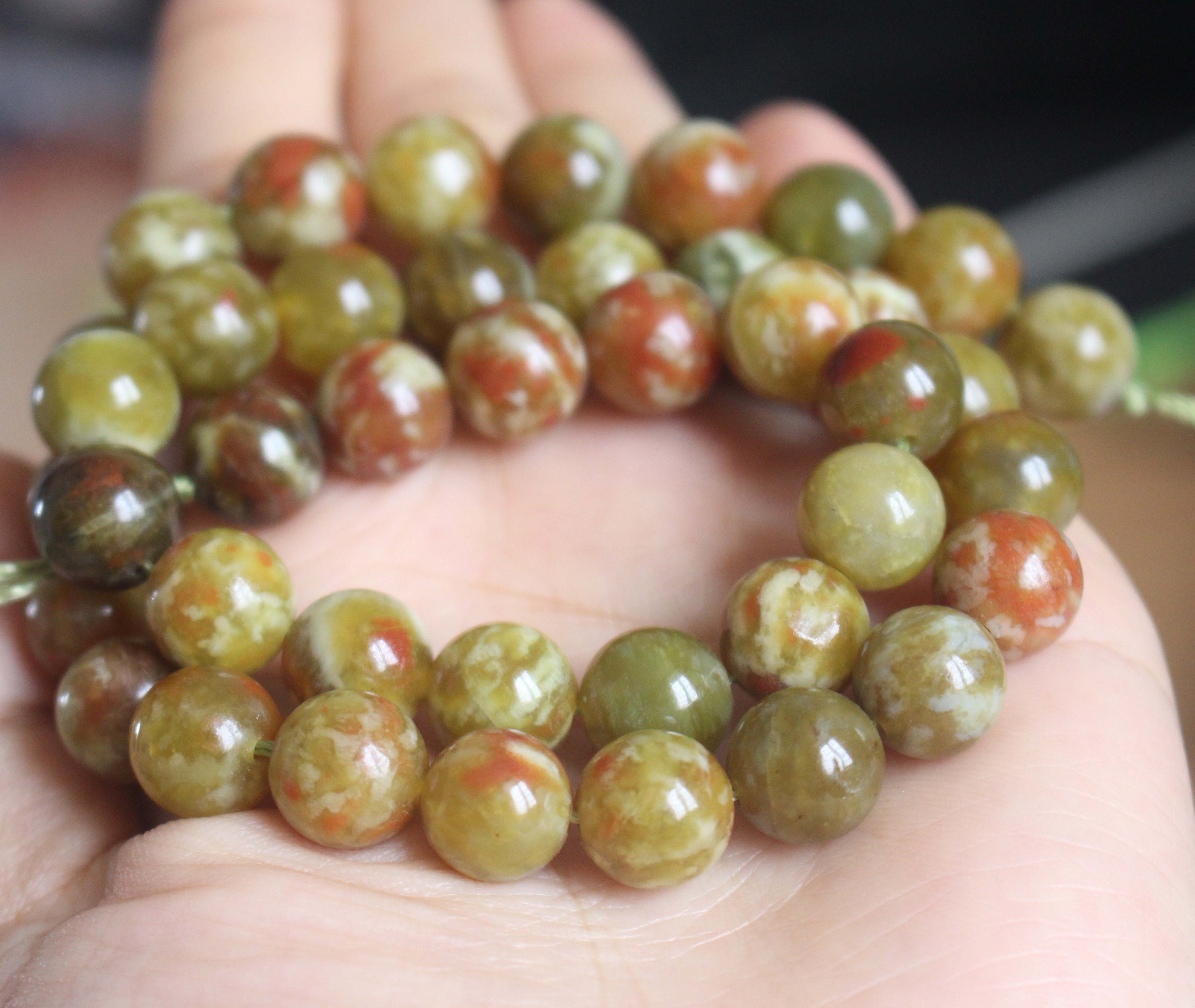Natural Genuine Green Dragon Stone Smooth Round Beads Green - Etsy UK
