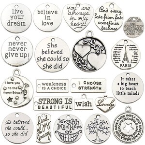 20 pcs inspirational English letter pendant brand,diy bracelet necklace earring accessories,zincon alloy jewelry silver pendant
