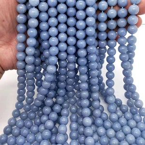 Natural AAAAA Angelite Beads,6mm/8mm/10mm/12mm Natural Smooth and Round Angelite Gemstone Beads,15 inches one starand