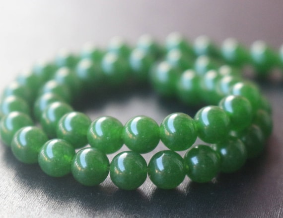 K-KED Natural 8/10/12mm Green Jade Round Gemstone Beads Pendant Necklace 18" AAA-8 Mm-16 In - Foto 8