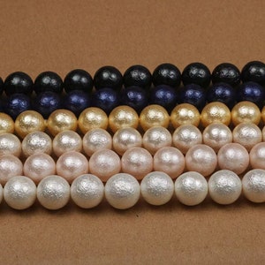 6mm/8mm/10mm/12mm/14mm Matte South Sea Shell Pearl  Round Beads,15 inches one starand