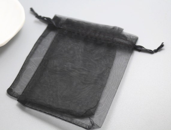 100 Pcs Black Organza Gift Bags,black Organza Bag,gift Bag,black