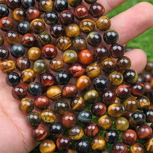 Natural Mixcolor Tiger&#39;s eye Smooth and Round Beads,6mm/8mm/10mm/12mm Tiger&#39;s eye Beads Bulk Supply,15 inches one strand