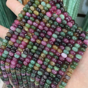 4×6mm 5×8mm Tourmalne Jade Rondelle Shape Spacer  Beads, DIY Handmade Beaded accessories Supply,15 inches one strand