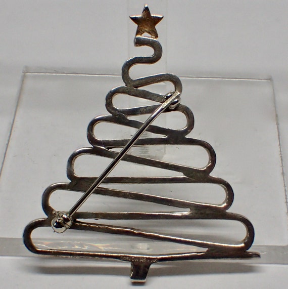 Coskow Signed Christmas Tree Pin Brooch, Sterling… - image 4