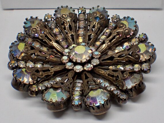 Vendome Mid Century Aurora Borealis Rhinestone Br… - image 2