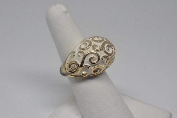 Trifari Orient Swirl Cocktail Ring, Gold Plated W… - image 1