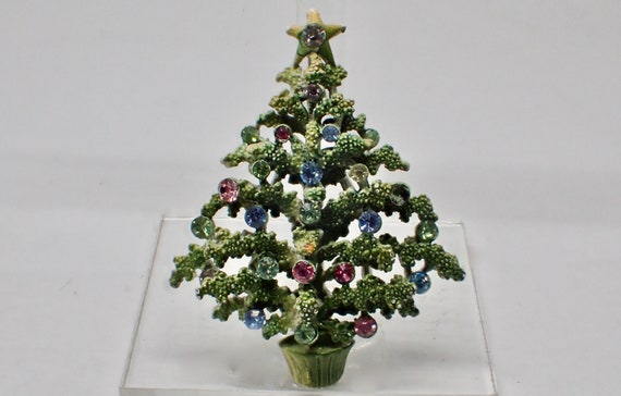 Lisner Christmas Tree Topiary Pin, Vintage Mid Ce… - image 1