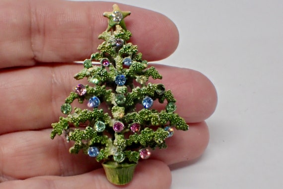 Lisner Christmas Tree Topiary Pin, Vintage Mid Ce… - image 4