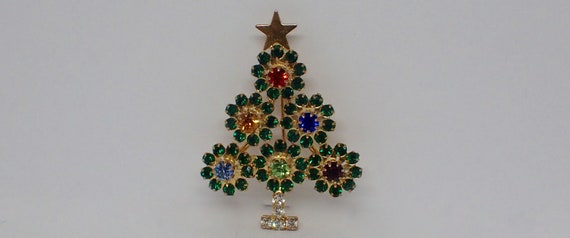 Mid Century Christmas Tree Pin, Tiny Vintage 1960… - image 1