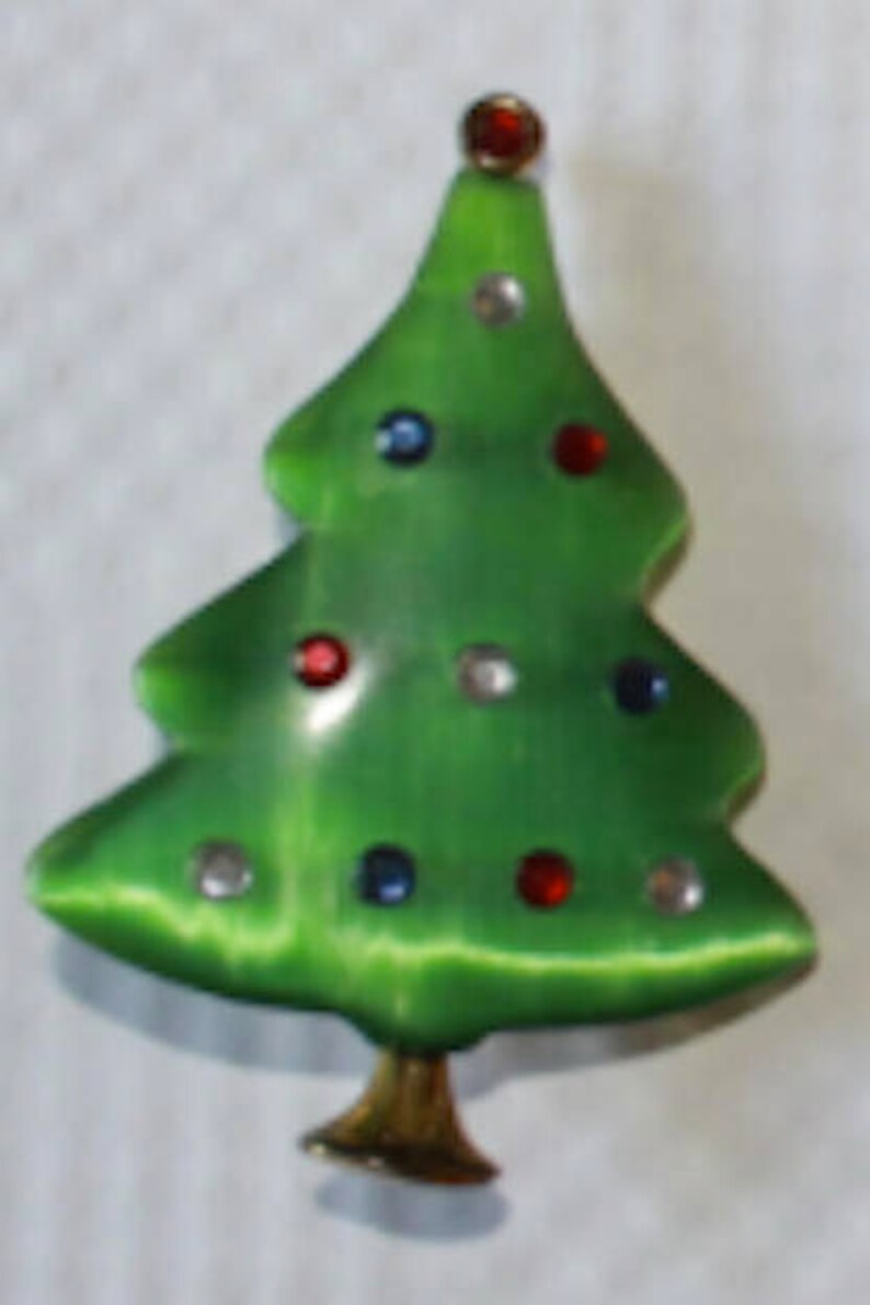 RARE Vintage Liz Claiborne Christmas Tree Pin SCARCE Satin Etsy