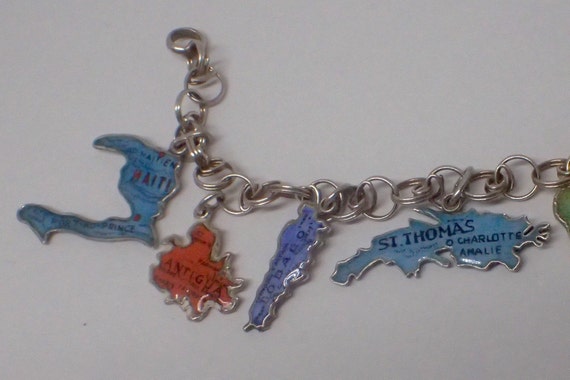 Caribbean Islands Charms Bracelet Vintage 1950s M… - image 5