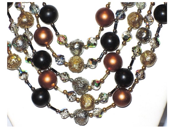 Vendome 1960 Burnt Gold 5-Strand Necklace. Mid Ce… - image 3