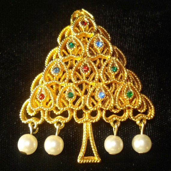 Cadoro Christmas Tree Pin, Vintage Mid Century 19… - image 4