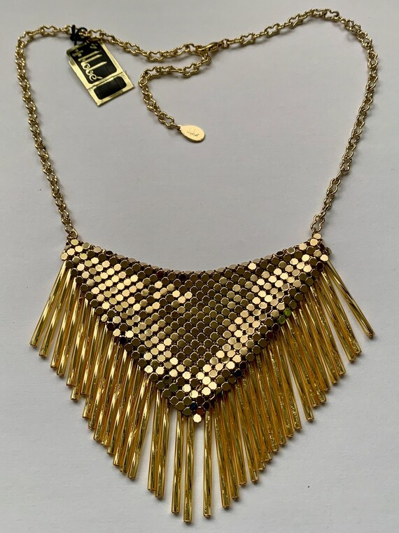 Hobe 1979 Necklace Vintage RARE, Gold Plated Mesh… - image 5